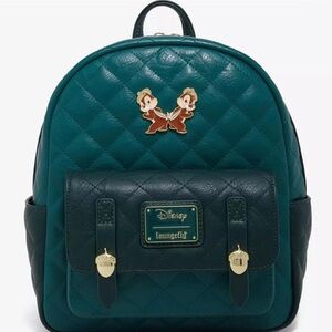 Loungefly Teal Quilted Chip 'n' Dale Mini Backpack